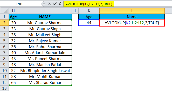 VLOOKUP name