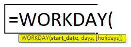 WORKDAY Formula in Excel