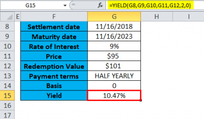 एक्सेल में यील्ड फ़ंक्शन उदाहरण 2-4