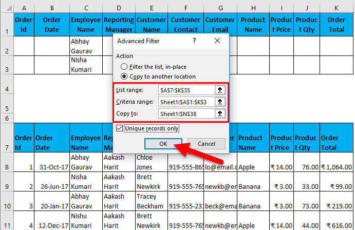 Advanced Filter Example 2-13