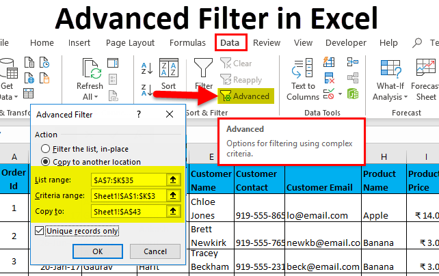 Advanced Filter in Excel