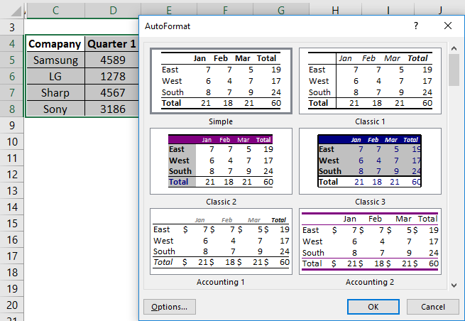 Auto Format Example 1-3