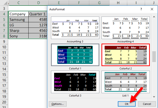 Auto Format Example 1-4