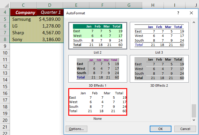 Auto Format Example 3-2