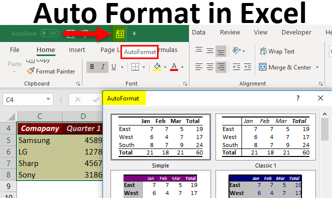 excel format table in auto to How Auto  Auto Format Format (Examples) Use in Excel