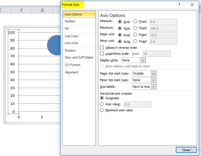 Format Axis Dialog Box