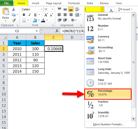 cagr formula excel