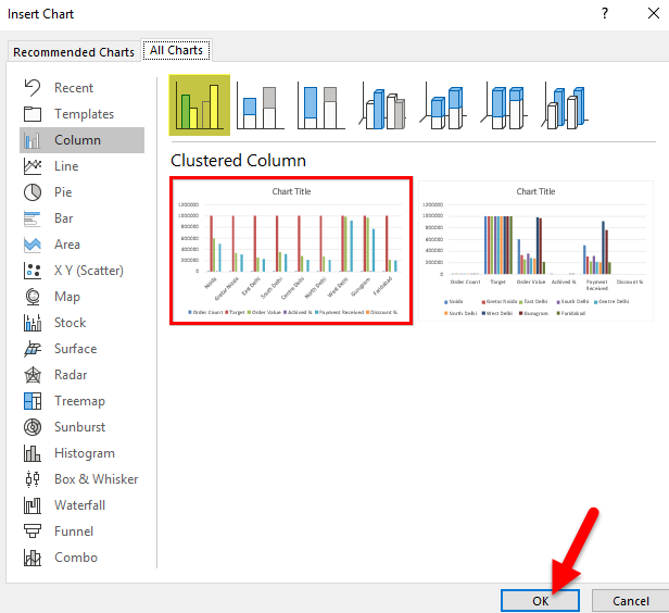 changing color on a cluster column on excel for mac