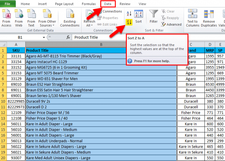 Sort Column In Excel Examples How To Sort Column In Excel 7829