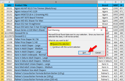 how to sort multiple columns in excel