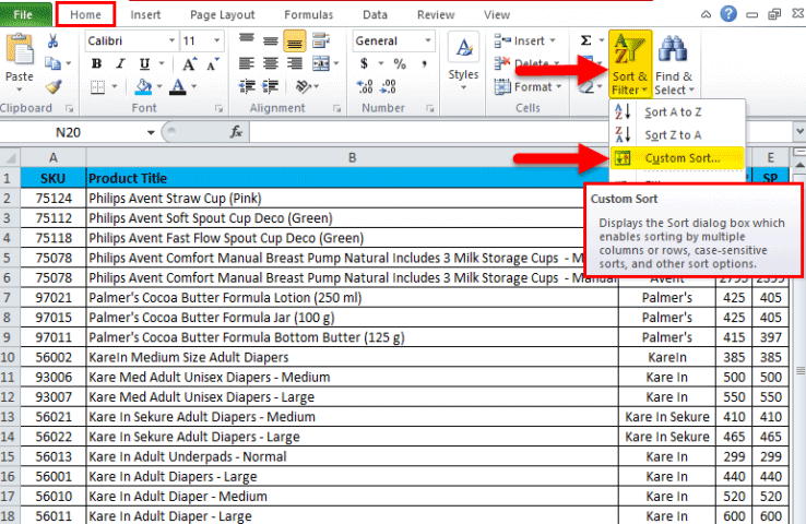 Sort Column in Excel (Examples) | How to Sort Column in Excel?