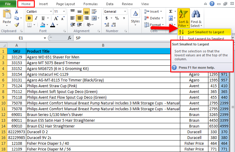 sort multiple columns in excel for mac