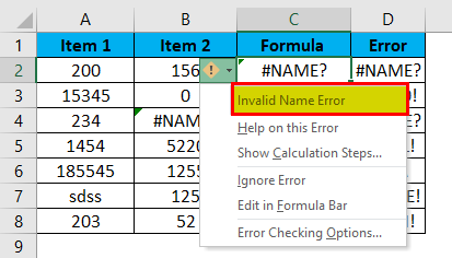 Invalid Name Error 1-2