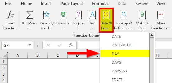 DAY Formula in Excel- Date and Time-Day