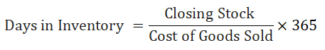 Days in inventory formula