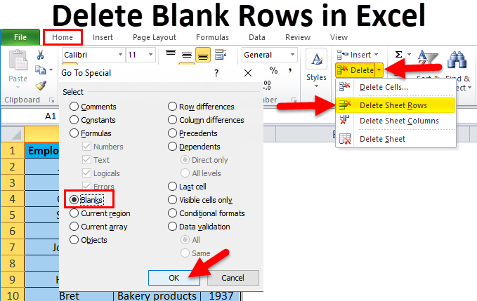 Remove Blank Rows in Excel (Examples) | How to Delete Blank Rows?