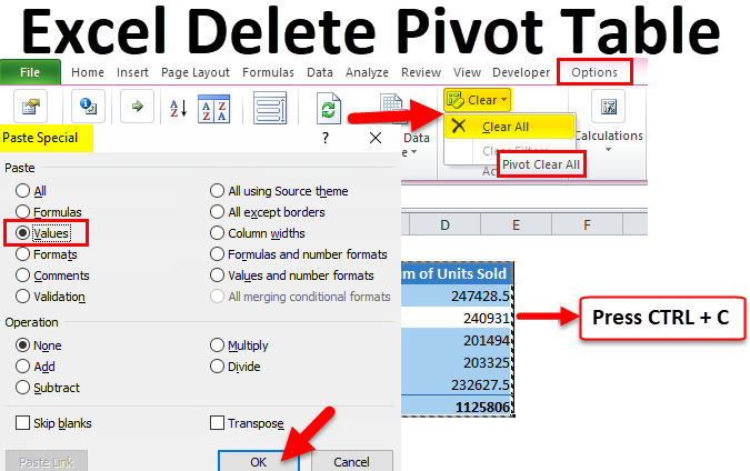 Delete Pivot Table in Excel