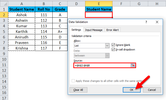 Drop Down List Example 1-6