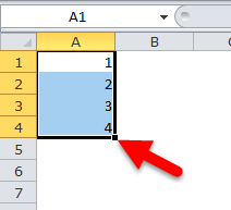 Excel Fill Handle