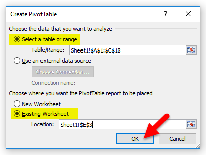 Excel Pivot Table Example 1-3