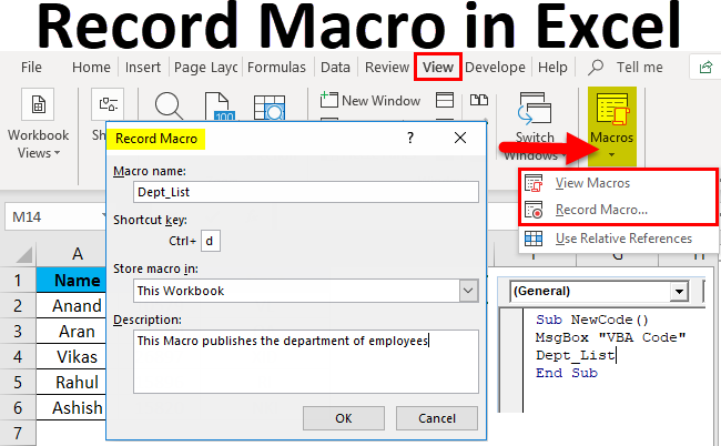 Record Macro in Excel