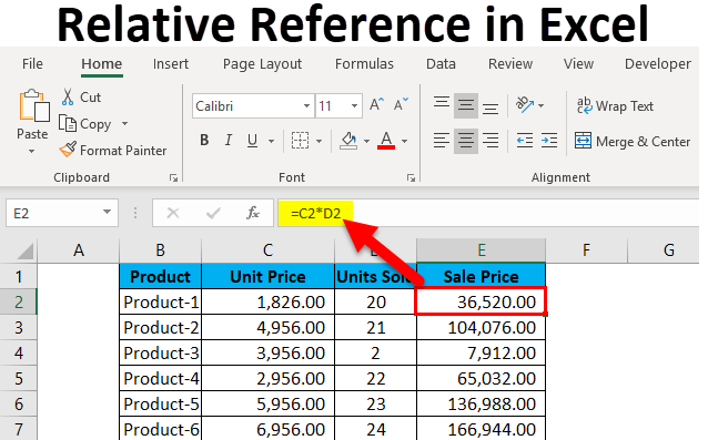 How To Create A Formula Using Relative Cell References In Excel