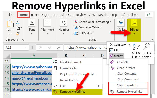 Remove Hyperlinks in Excel