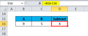 how to do a subtraction formula in excel