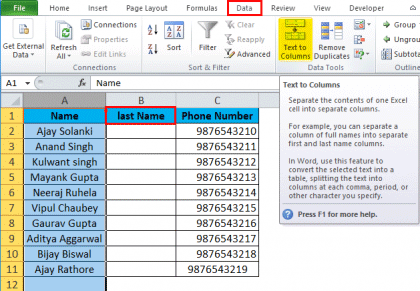 column separated