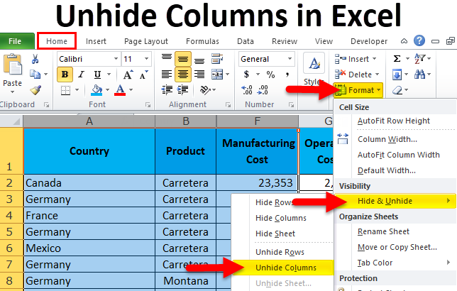 Excel Tutorial How To Hide And Unhide Columns And Rows In Excel ZOHAL