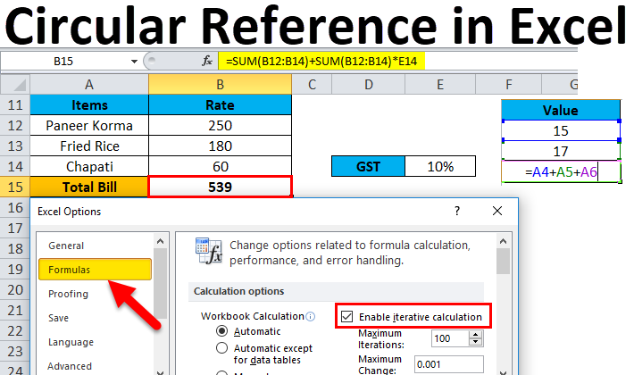 how to turn off circular reference in excel for mac