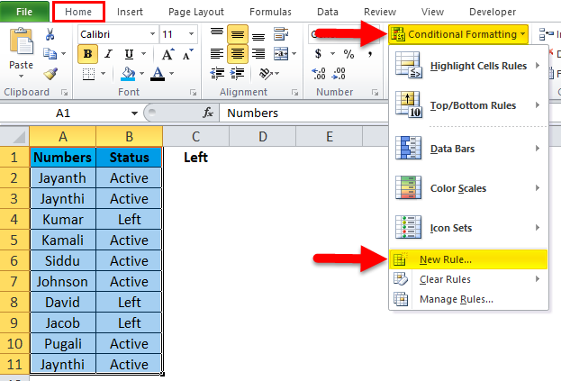 Conditional Formatting Example 1-2-2