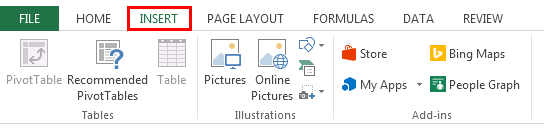 Drawing a line in excel step 1