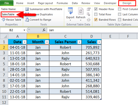 SalesTable Example 1-11