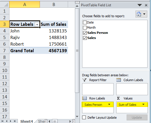 Dynamic Tables Example 1-4