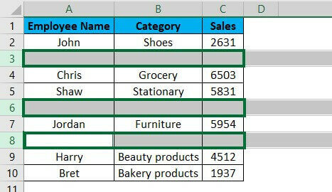 remove blank rows in excel-Example 6 Step 2