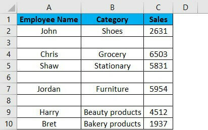 remove blank rows in excel-Example 6