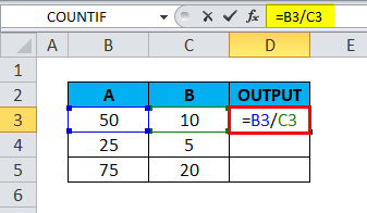 Formula division excel