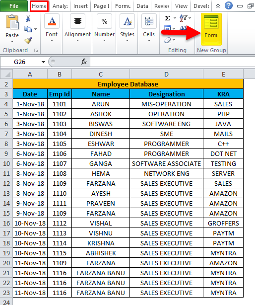 Excel Forms Examples How To Create Data Entry Form In Excel Images