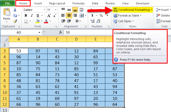 Click on Conditional Formatting