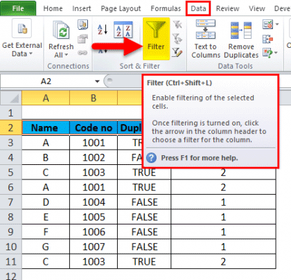 find duplicate excel formula