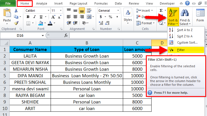 Filter Shortcuts Example 3