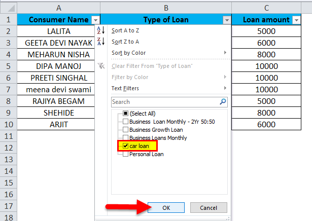 in excel shortcut option filter Excel  Shortcuts Apply To Shortcuts Filter (Examples)  in