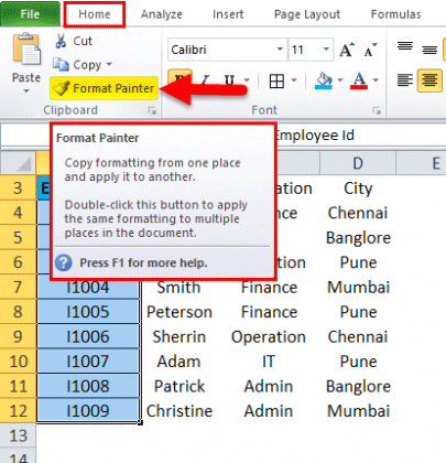 Format painter excel как использовать