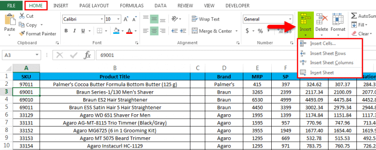 Insert Row Shortcut in Excel | How to Insert Row Using Shortcut Method