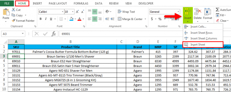 Insert Row Shortcut in Excel | How to Insert Row Using Shortcut Method