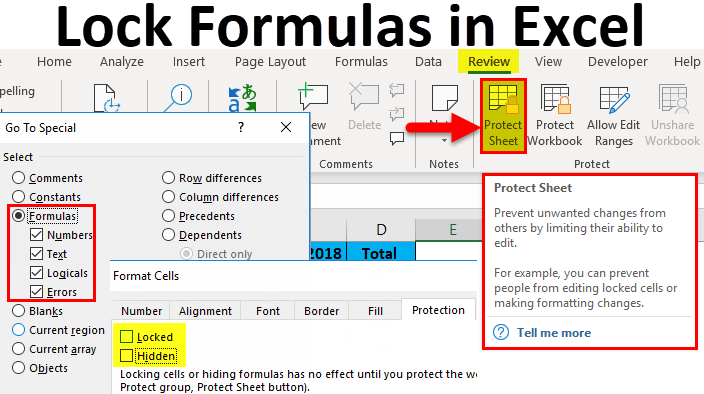 how to lock formulas in excel