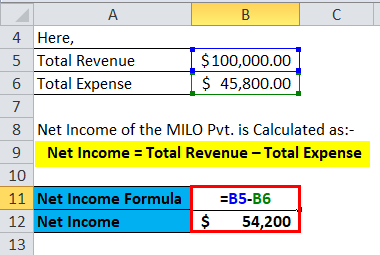 Calculation of Net Income for MILO Pvt
