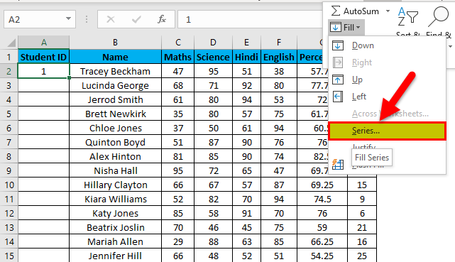 Numbering in Excel Example 2-4