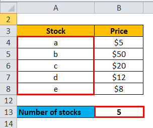 number of stocks 1